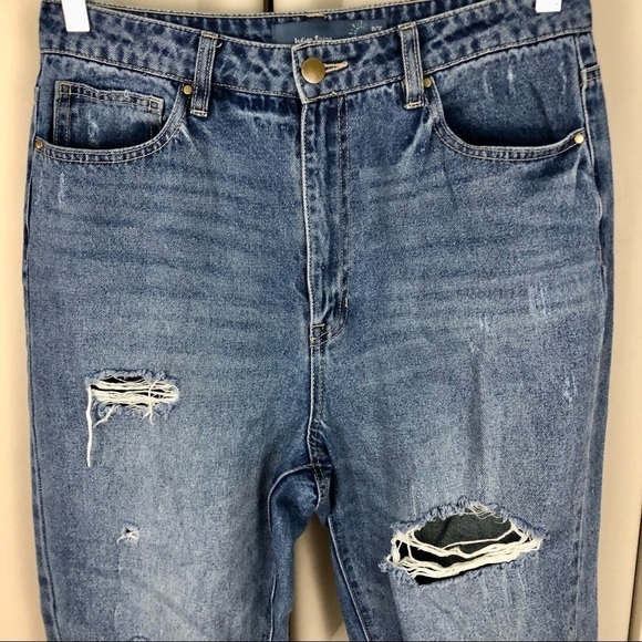 Indigo Rising high waisted ripped straight leg distressed denim jeans size 11 12 - Picture 6 of 6